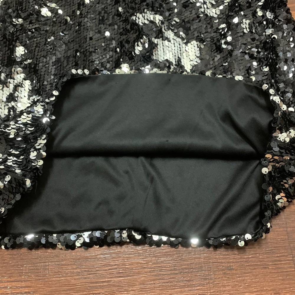 As U Wish Black/Silver Sequin Cocktail Dress Women’s Size M Strapless Lined - Picture 6 of 9